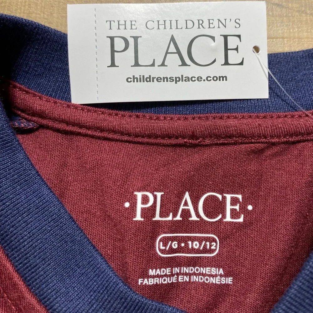 The Children's Place Boys Striped Arm Long Sleeve Henley Top Size Large Red Blue